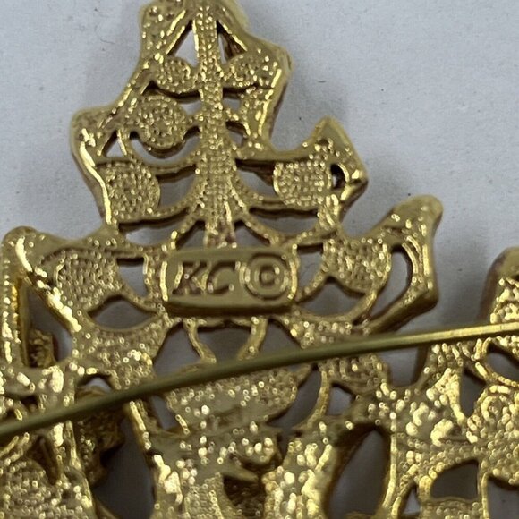 KC‎ Vintage Leaf Pin Brooch Autumn Fall Multi-Color Enamel Gold Tone Signed - Picture 12 of 13